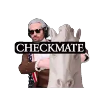 a checkmate sticker with a statue of george washington and a chess piece