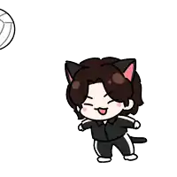 a cartoon character with a volleyball on his head