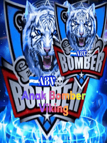 a bomber viking logo with a white tiger
