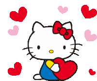 Hello Kitty Love Sticker - Hello Kitty Love Hearts Stickers