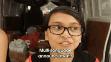 Girl Makes Train Announcement In Many Languages. GIF