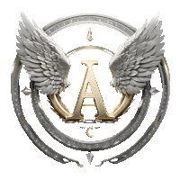 the letter a is in a circle with wings