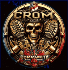 a skull with the word crom indonesia on it