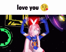 a video of a cheerleader with the words " love you " on the bottom