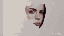 a painting of a woman 's face is being made by animatica