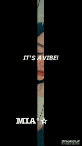 mia 's face is shown in a shot cut video