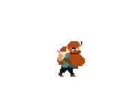 a pixel art of a man holding a sword