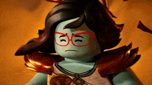 a cartoon character with glasses and a necklace
