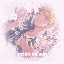 a picture of a boy with a thermometer in his mouth and the words satan de sun written below him