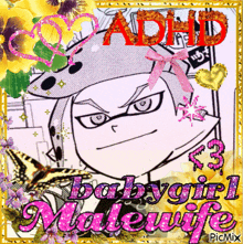 a picture of a cartoon character with the words babygirl malewife