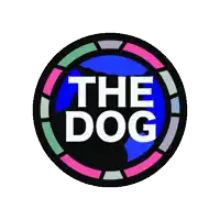 a colorful logo for the dog with a dog on it