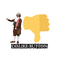a dislike button sticker with a man in a suit