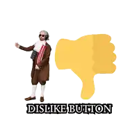a dislike button sticker with a man in a suit