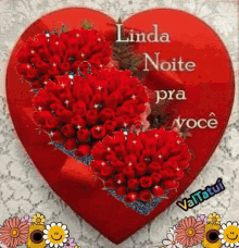 Boa Noite Red Roses GIF - Boa Noite Red Roses Heart GIFs