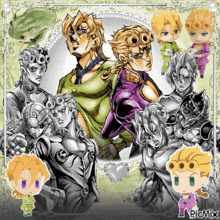 a collage of jojo 's bizarre adventure characters including giorno