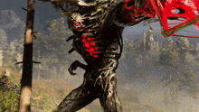 a monster in a video game has red eyes