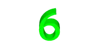 a green number 6 is against a white background