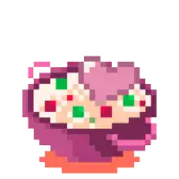 a pixel art drawing of a bowl of food with a heart on it