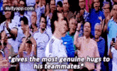 Gives The Most Genuine Hugs Tohis Teammates.Gif GIF - Gives The Most Genuine Hugs Tohis Teammates Audience Person GIFs