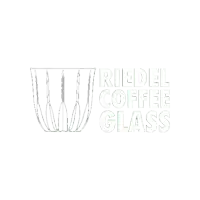 a black and white drawing of a coffee glass with the words riedel coffee glass written on it .