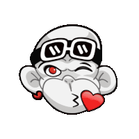 a cartoon of a monkey wearing sunglasses and a heart in his mouth