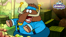 an advertisement for chowder shows a cartoon of a mammoth