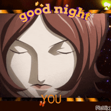 a picture of a woman with the words good night you above her