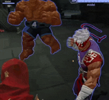 a video game character with the word model on the bottom left