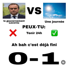 a poster with a picture of a man in a suit and tie and the words " vs " and " peux-tu "