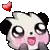 a pixel art drawing of a panda with a heart above its head .