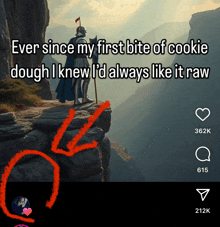 ever since my first bite of cookie dough i knew i 'd always like it raw written on a screen