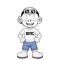 a cartoon character wearing a shirt that says bing on it