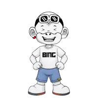 a cartoon character wearing a shirt that says bing on it