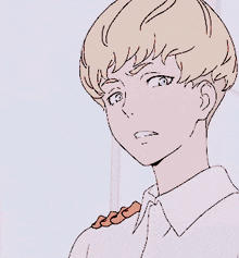 a drawing of a girl with short blonde hair