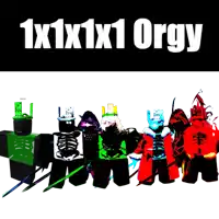 a poster that says 1x1x1x1 orgy shows a group of roblox characters