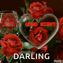 roses love heart night good night