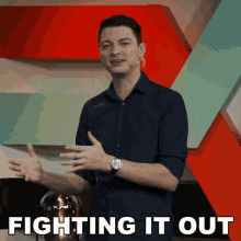 Fighting It Out Rene Butler GIF - Fighting It Out Rene Butler Overtakegg GIFs