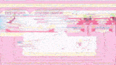 a girl in a red dress is standing in front of a pink background with hearts .