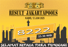 a poster for museum bola shows a city skyline and says result jakartapools