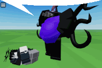 a computer generated image of a monster with a purple balloon in its belly