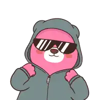 a cartoon bear wearing a hoodie and sunglasses