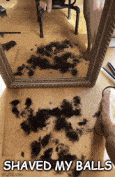 a picture of a person getting their hair shaved with the caption " shaved my balls "