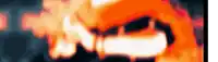 a blurry picture of a person 's face with flames coming out of the mouth
