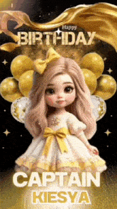 a doll in a yellow dress with the name captain kiesya on it