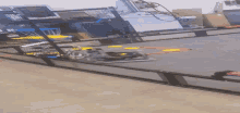 an aerial view of a robotic arm in a factory