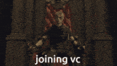 a man sits on a throne with the words joining vc written below him