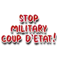 a sign that says stop military coup d'etat
