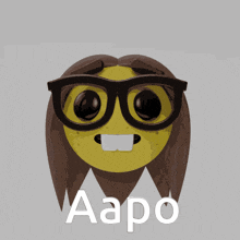 a picture of a smiley face with glasses and the word aapo below it