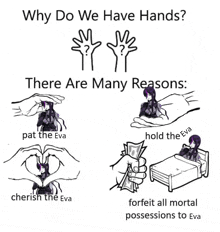 there are many reasons why we have hands , one of which is to cherish the eva