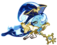 a cartoon character is holding a key and wearing a wizard hat